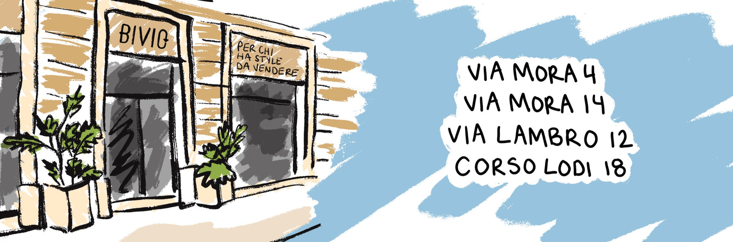 immagine grafica della informativa precedente con un disegno di vetrine e l'indirizzo dei quattro negozi così come segnato sopra