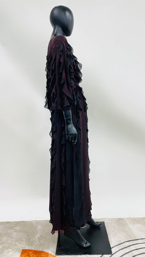 Abito lungo a rouche