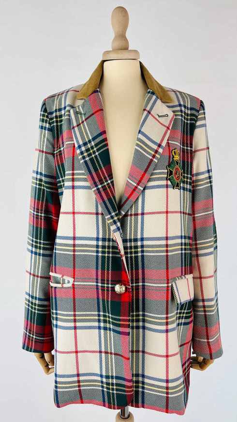 Blazer tartan patch velluto