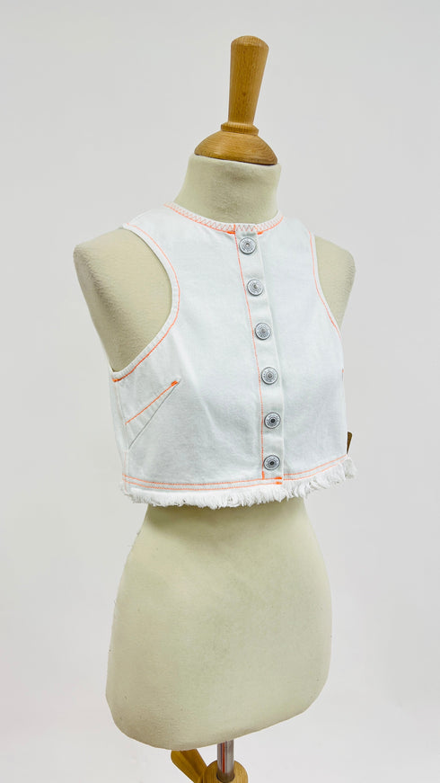 Gilet cropped sfrangiato