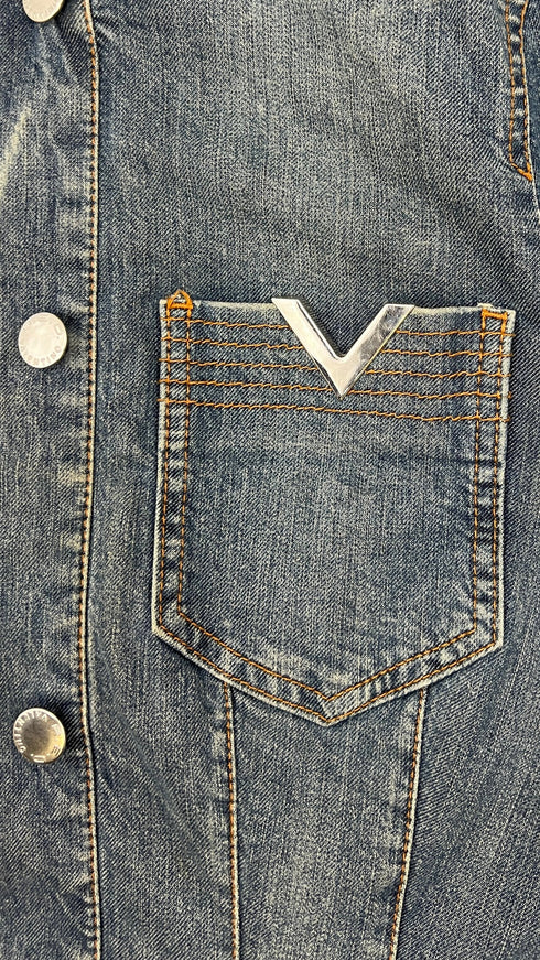 Giacca denim tasca "V"