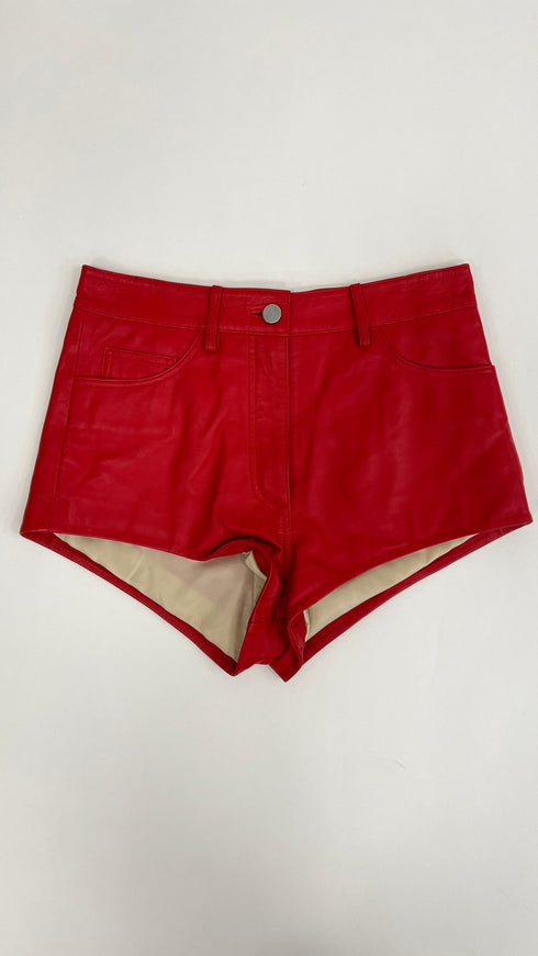 Shorts in pelle rossi