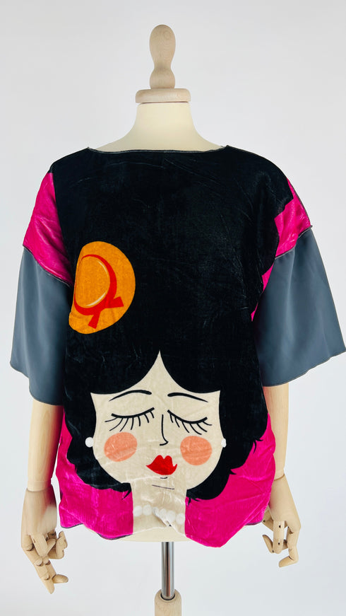 T-shirt girocollo in velluto