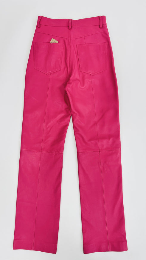 Pantalone in pelle rosa