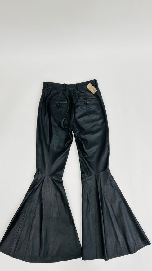 Pantalone a zampa in pelle