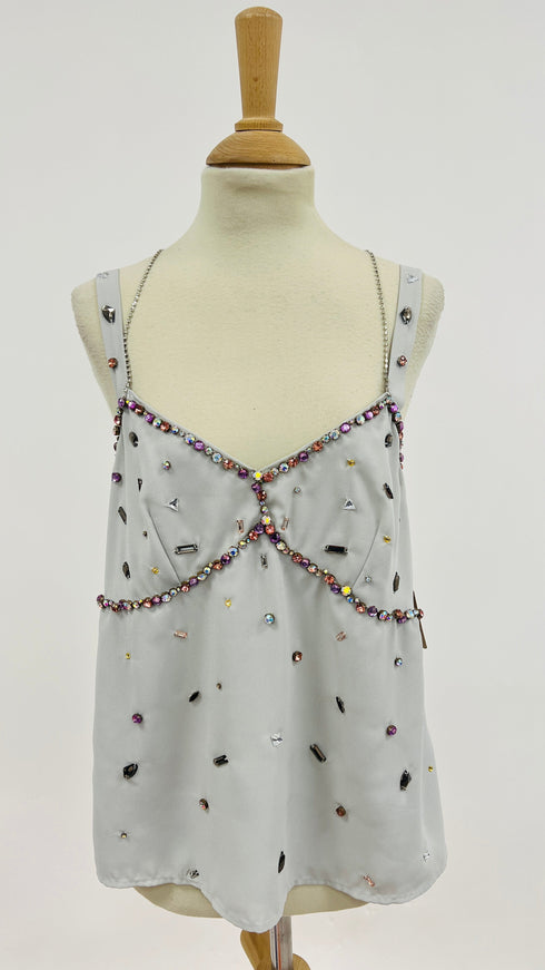 Top con strass ricamati