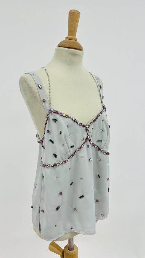 Top con strass ricamati