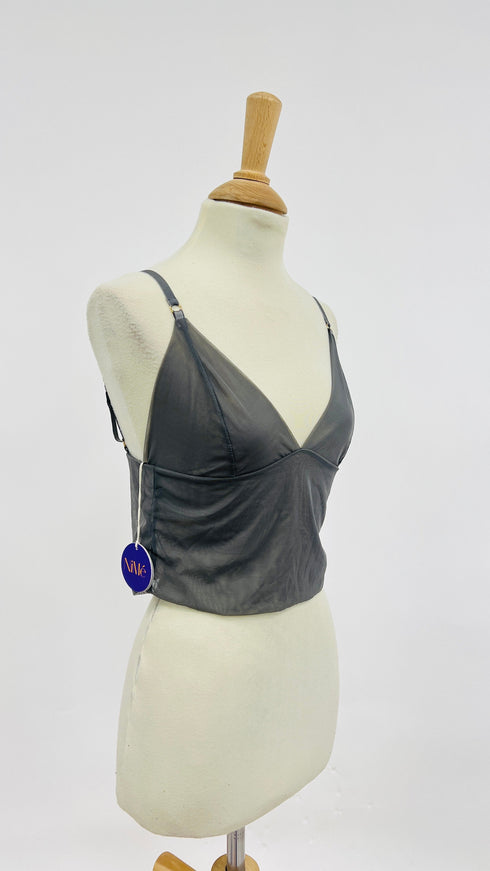 Top in tulle con cartellino