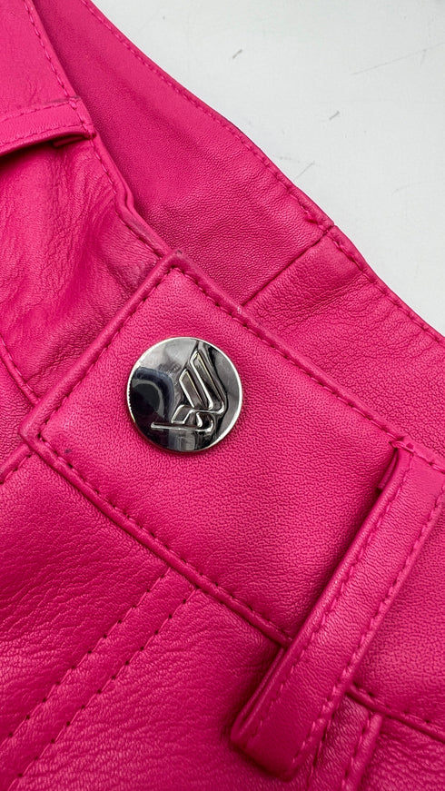 Pantalone in pelle rosa