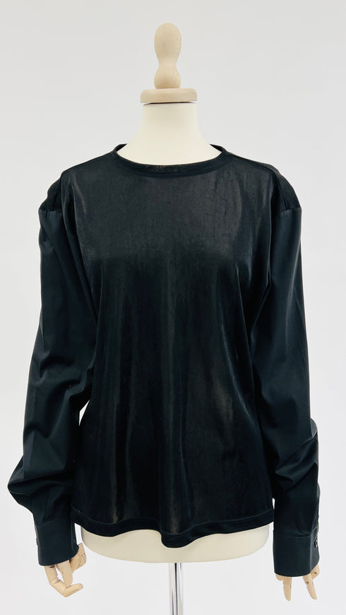 Longsleeve nera doppio tessuto