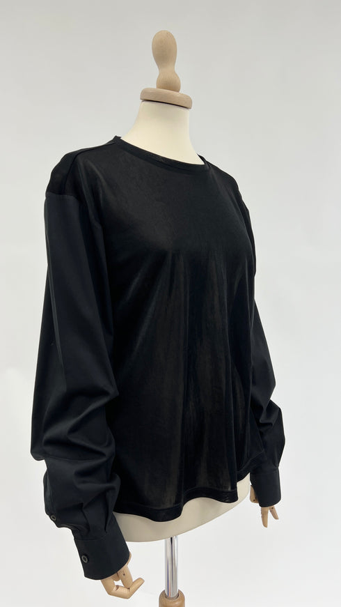 Longsleeve nera doppio tessuto