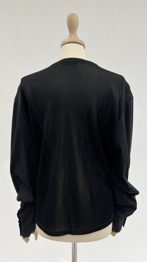 Longsleeve nera doppio tessuto