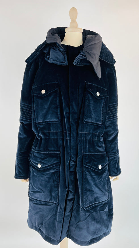 Piumino in velluto blu