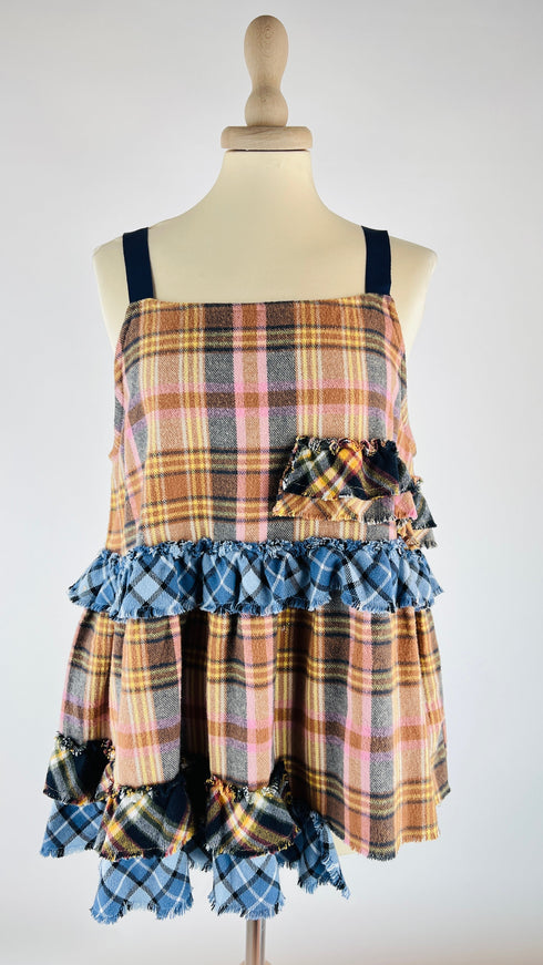 Top smanicato tartan