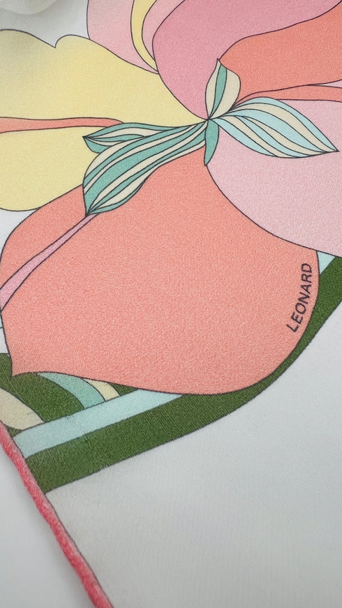 Sciarpa seta fiori e foglie