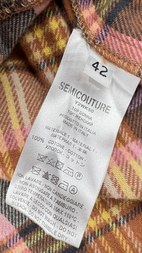 Top smanicato tartan