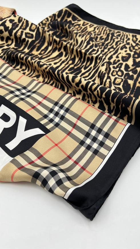 Sciarpa seta tartan animalier