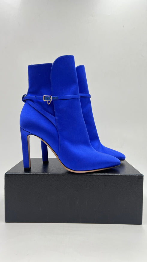 Stivaletti in raso blu N.38