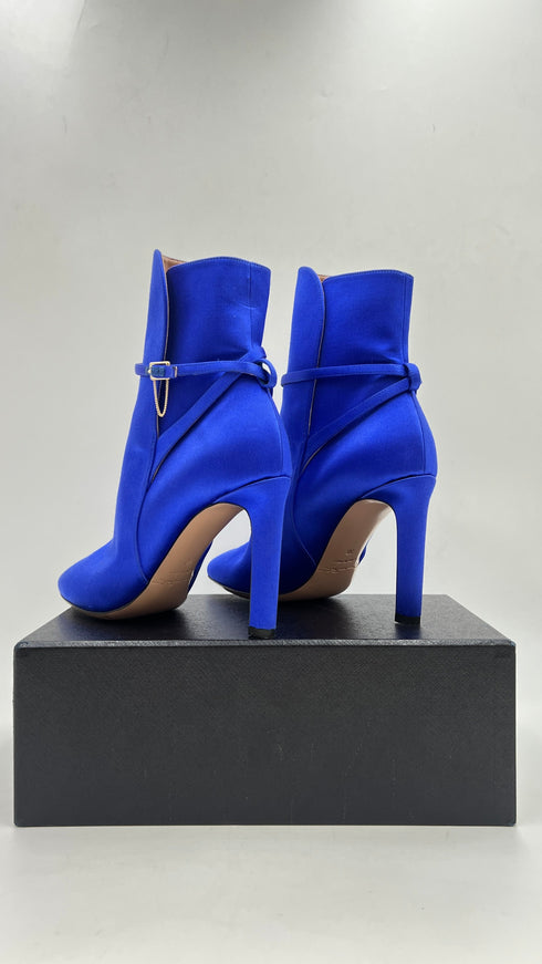 Stivaletti in raso blu N.38