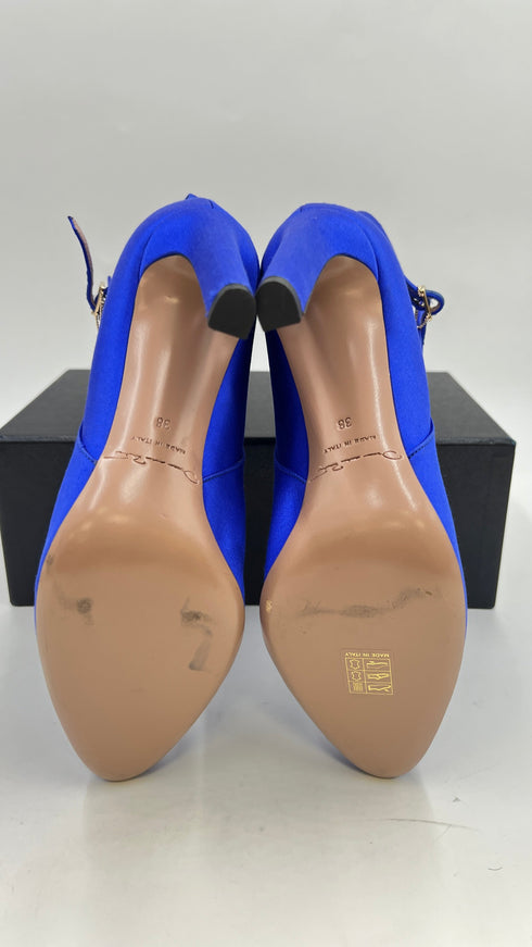 Stivaletti in raso blu N.38