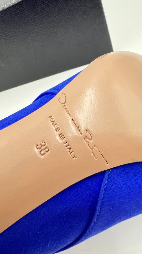 Stivaletti in raso blu N.38