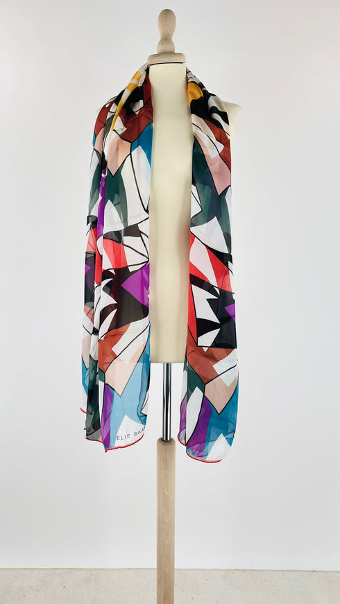 Sciarpa seta geometrica