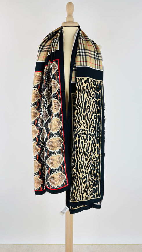 Sciarpa seta tartan animalier