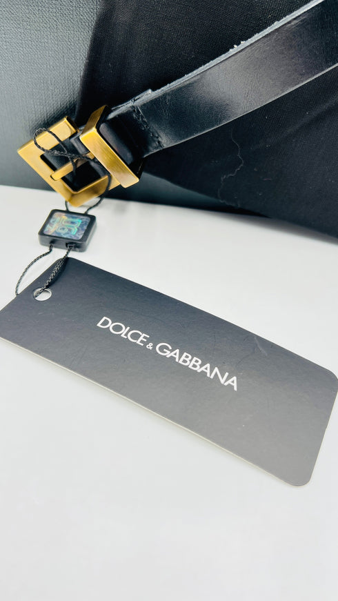 Cintura pelle nera con cartellino