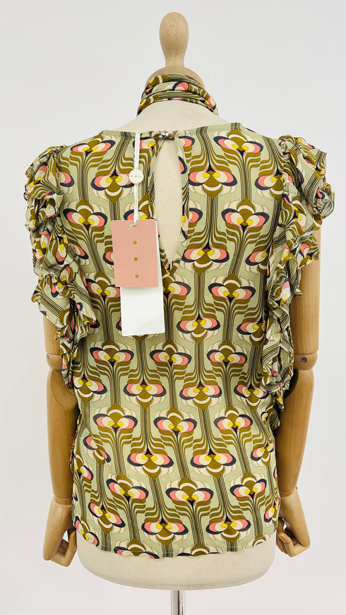 Blusa stampata con cartellino