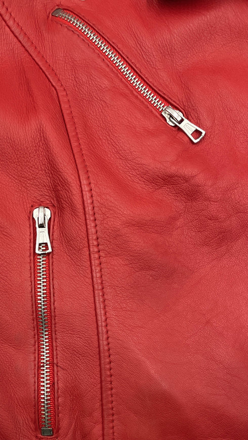 Chiodo in pelle rosso