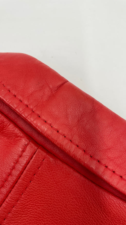 Chiodo in pelle rosso