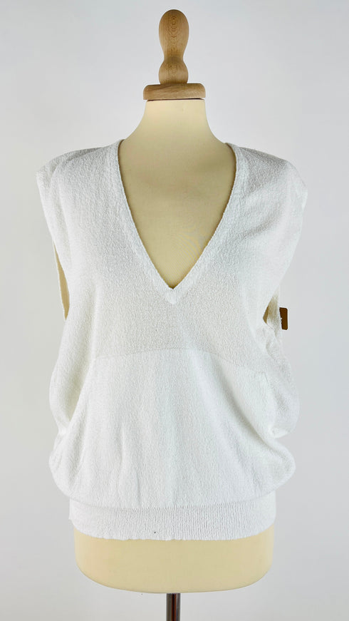 Smanicato a V in maglia con cartellino
