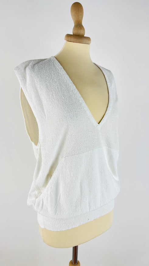 Smanicato a V in maglia con cartellino