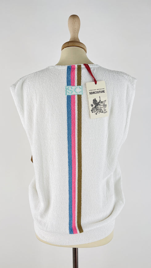 Smanicato a V in maglia con cartellino