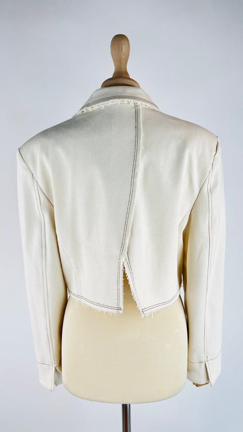 Blazer corto denim sfrangiato