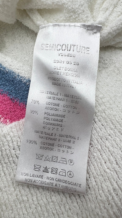 Smanicato a V in maglia con cartellino