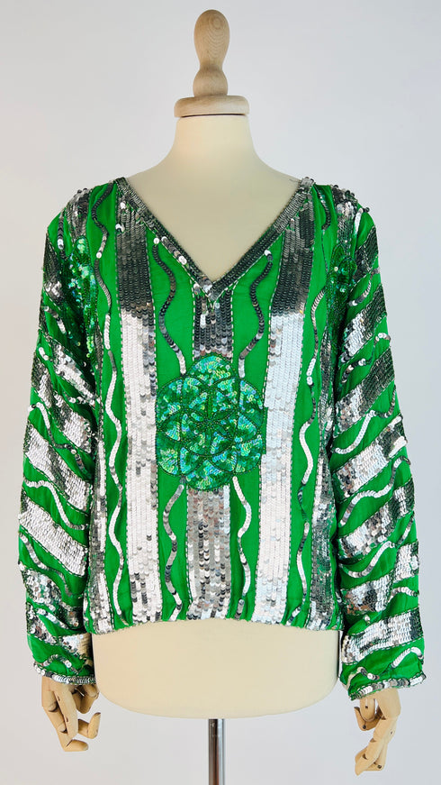 Blusa seta e paillettes