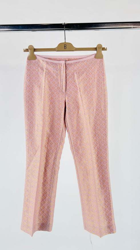 Pantalone rosa con stampa fiori