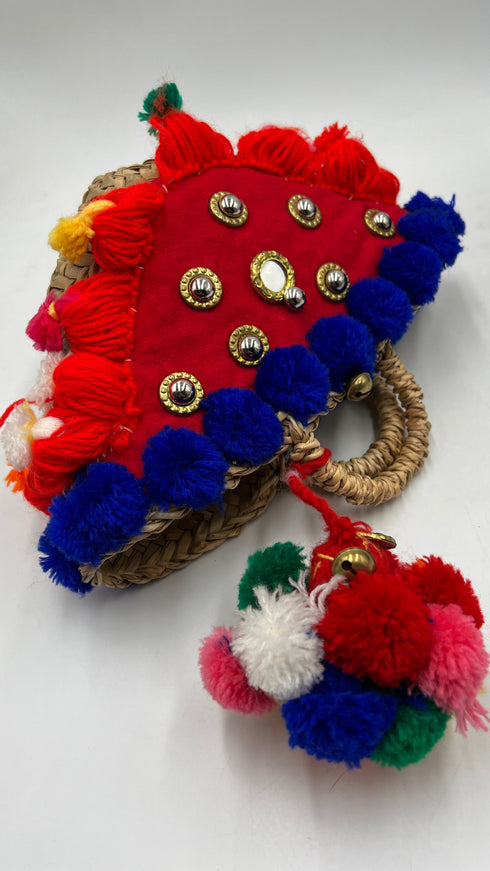 Borsa a mano con pompon