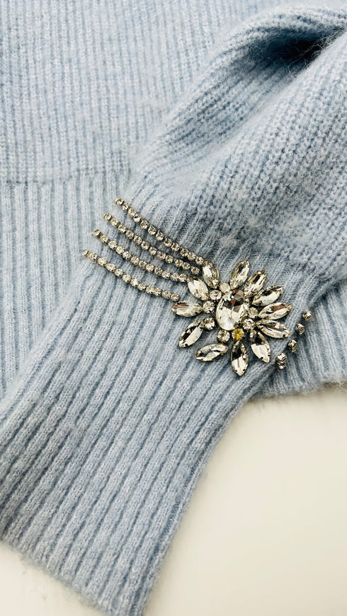 Maglione girocollo con strass