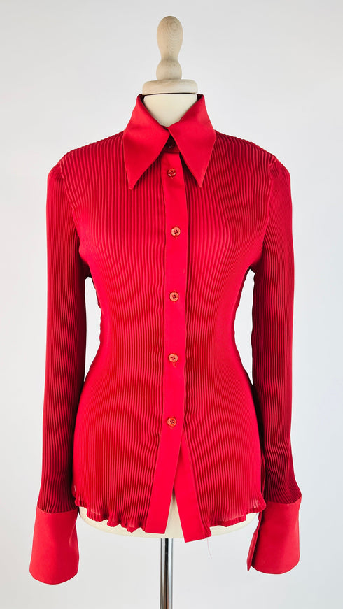Camicia plissé rossa