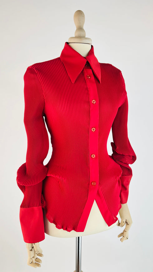 Camicia plissé rossa