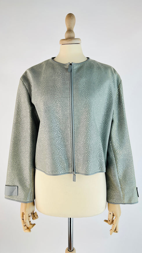 Giacca corta in pelle lavorata