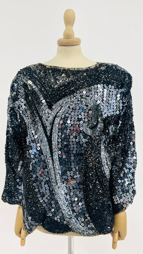 Blusa paillettes fumé