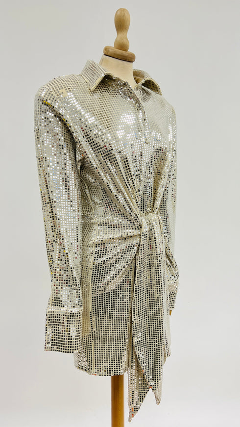 Chemisier laminato argento