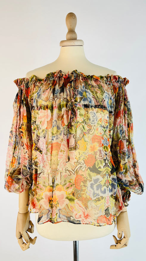 Blusa in seta a fiori