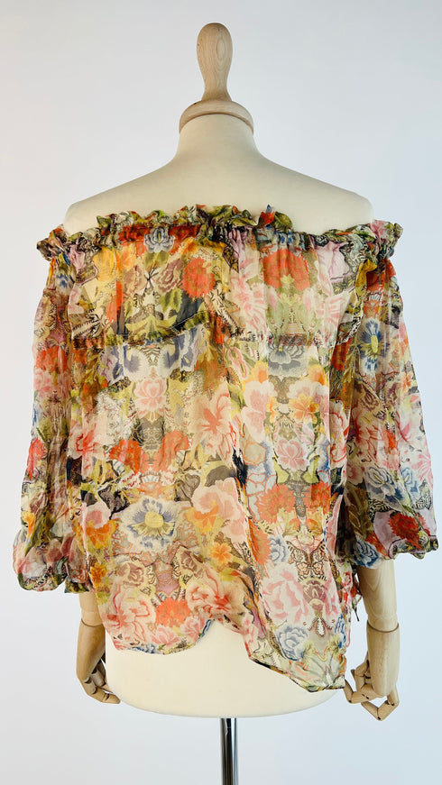 Blusa in seta a fiori