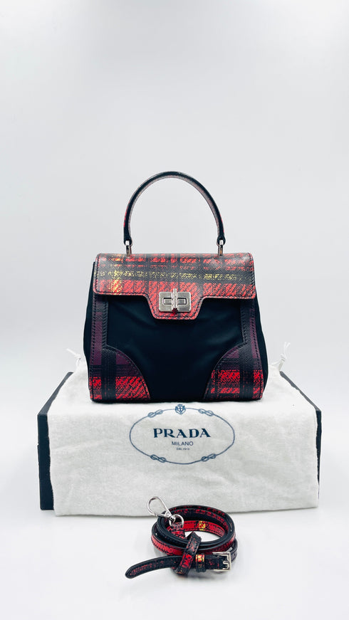 Borsa in pelle tartan
