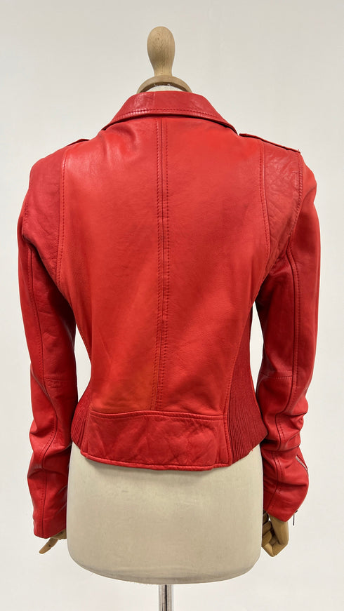 Chiodo in pelle rosso