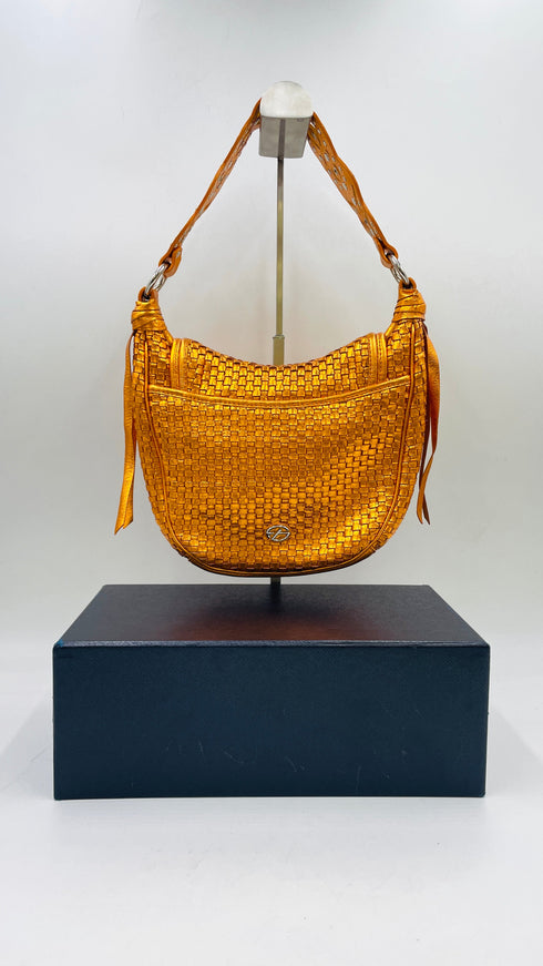 Borsa metallizzata arancione